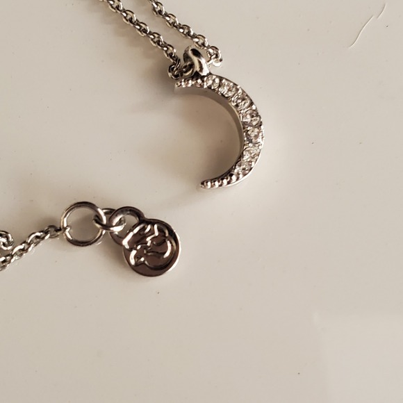 Spartina 449 Guiding Light Half Moon Necklace Silver Plate Dainty Small Crystals - Picture 7 of 7